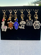Bling Rhinestone Puffy Keychains - Cat, Dog, Turtle, Llama, Hamsa