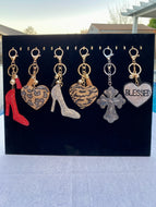 Bling Rhinestone Puffy Keychains - Heels, Leopard, Tiger, Blessed