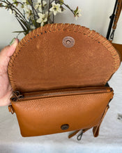 Load image into Gallery viewer, Crossbody Purse / Wristlet with Leather Tooled Details
