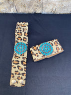 Leopard and Turquoise Snap Bracelet