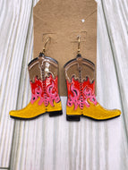 Flame Boot Earrings - Red