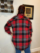 Load image into Gallery viewer, Zenana Plaid Longline Red and Black Shacket - Women’s
