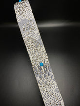 Load image into Gallery viewer, White Studded Belt with Rhinestones and Turquoise Accents
