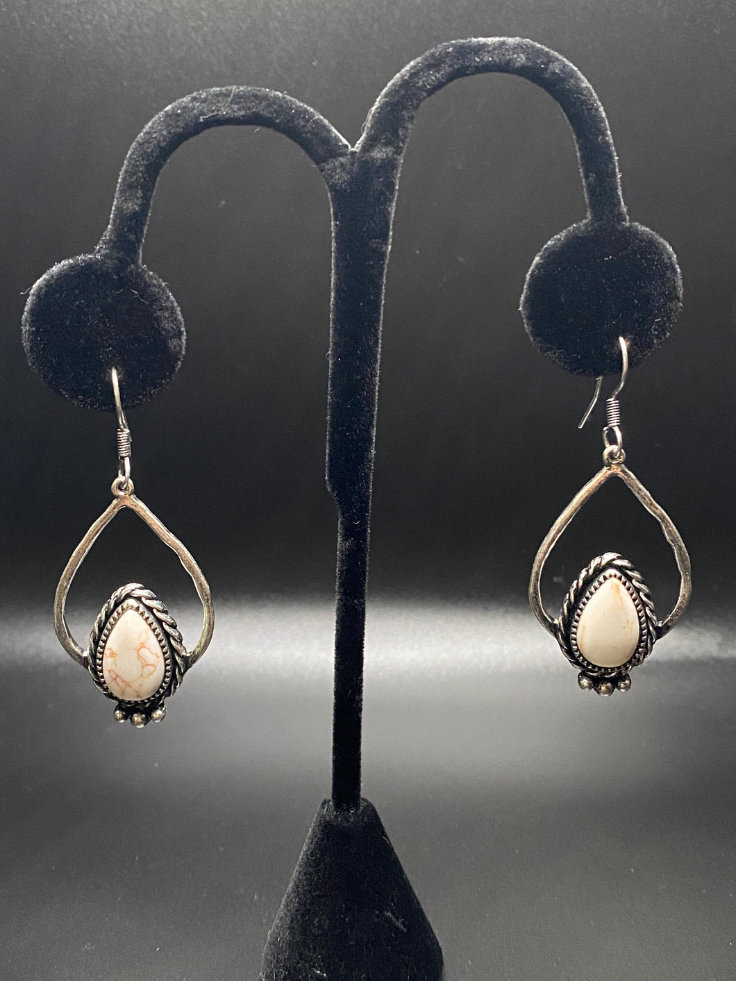 Silver and White Turquoise Drop Earrings