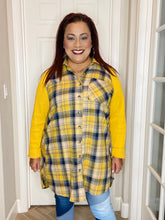 Load image into Gallery viewer, Longline Yellow and Navy Plaid Shirt by Umgee
