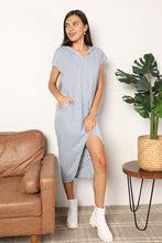 Load image into Gallery viewer, Double Take Short Sleeve Front Slit Hooded Dress
