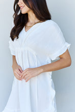 Load image into Gallery viewer, Ninexis Out Of Time Ruffle Hem Dress with Drawstring Waistband in White
