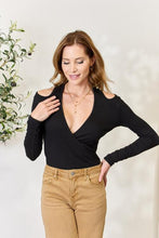 Load image into Gallery viewer, Culture Code Ribbed Surplice Cold Shoulder Top
