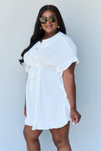 Load image into Gallery viewer, Ninexis Out Of Time Ruffle Hem Dress with Drawstring Waistband in White
