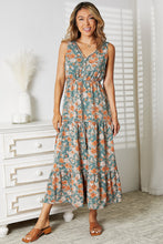 Load image into Gallery viewer, Double Take Floral V-Neck Tiered Sleeveless Dress
