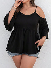 Load image into Gallery viewer, Cold Shoulder Flounce Sleeve Blouse - Curvy
