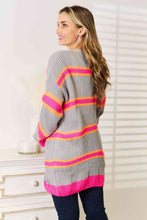 Load image into Gallery viewer, Woven Right Pink and Gray Ribbed Long Sleeve Cardigan
