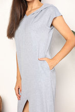 Load image into Gallery viewer, Double Take Short Sleeve Front Slit Hooded Dress
