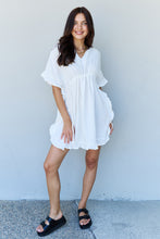 Load image into Gallery viewer, Ninexis Out Of Time Ruffle Hem Dress with Drawstring Waistband in White
