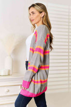 Load image into Gallery viewer, Woven Right Pink and Gray Ribbed Long Sleeve Cardigan
